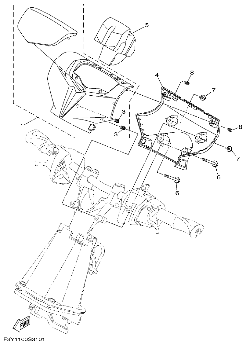 Yamaha EX1050B-S(F3Y36GAB6GA2 STEERING 3 parts diagram